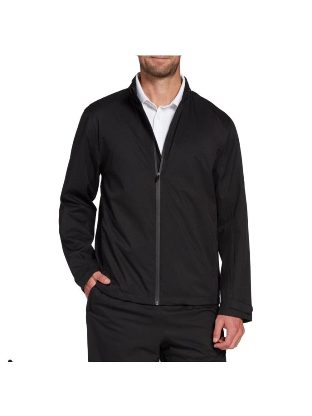 Walter Hagen Mens XL Golf Jacket Majors 11 Black Full-Zip Sporty Bomber